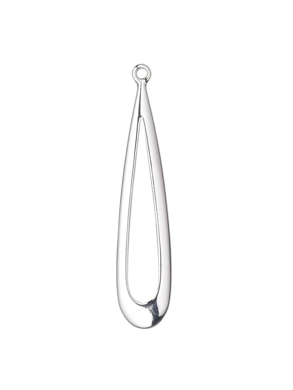 Silver Plated Brass Avant Garde Mid Century Style Open Teardrop 47mm Pendant
